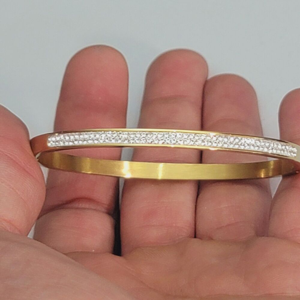 Women's Yellow Gold Filled Bangle Bracelet - Picture 9 of 10